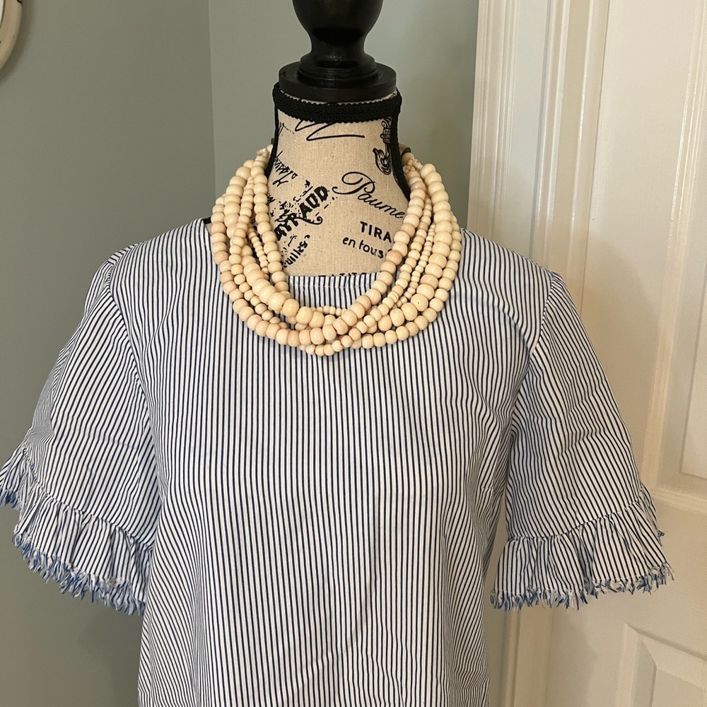 Beach lunch lounge cotton blue/white striped dress | size S | Never Worn - Picture 6 of 11